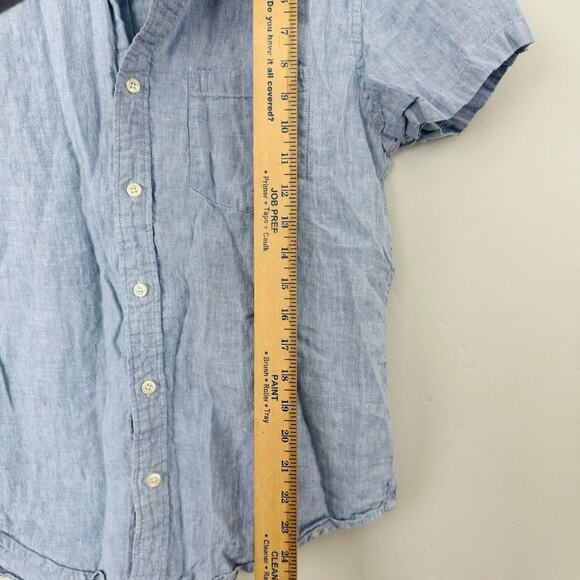 J Crew Blue Short Sleeve Button Up Slim For Men’s Size M - Picture 3 of 7